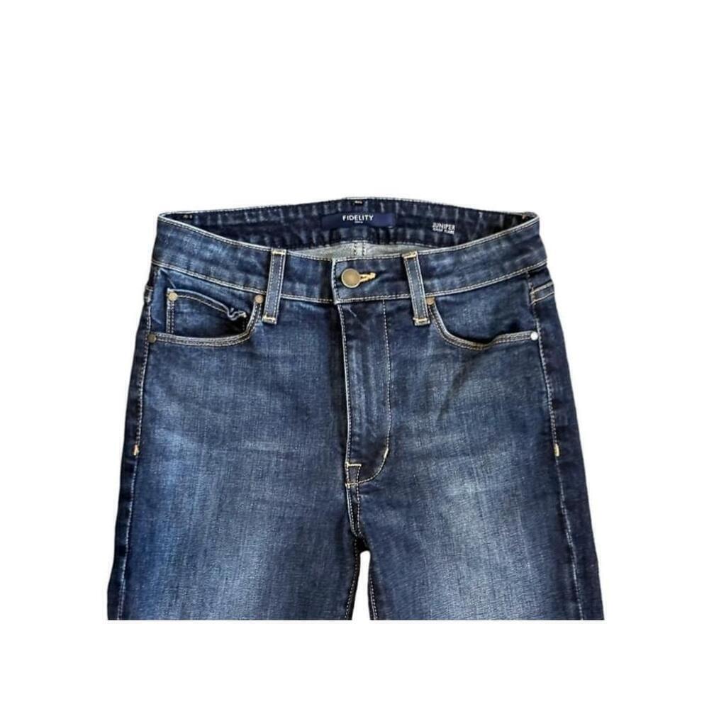 Fidelity Denim Women’s Juniper Cropped Flare Raw Hem Seahorse Dark Wash Sz 24 - Picture 4 of 14